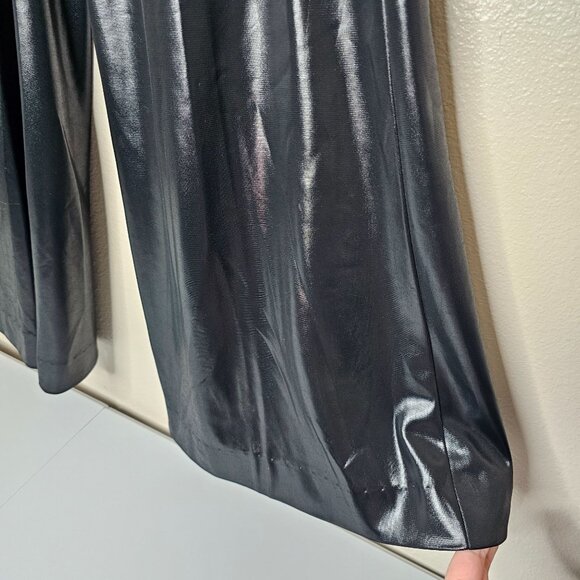 Vintage 70s Free N Easy 7 Black Shiny Pull On Stretch Flare Pants Bell Bottom - Picture 2 of 7